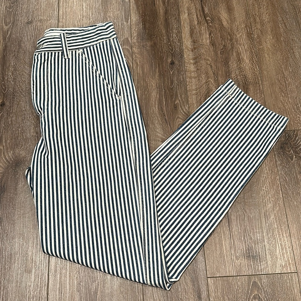 Alex Mill striped high rise straight leg jeans size: 0